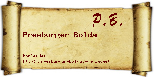 Presburger Bolda névjegykártya
